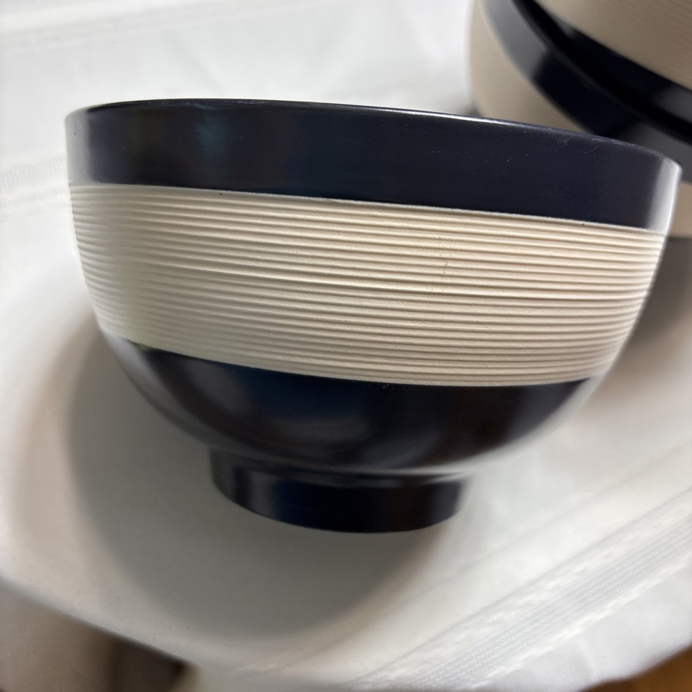 Gourmet Basics by Mikasa Bamboo Black Set Of 4 Soup Cereal Bowls